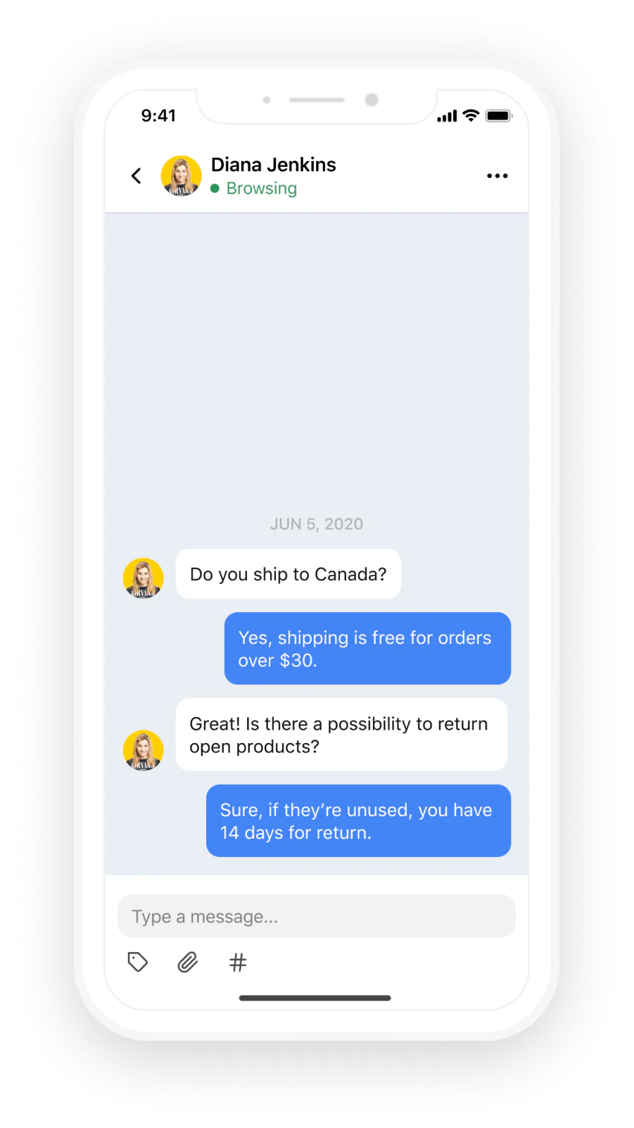 Notifications in LiveChat® app for iPhone