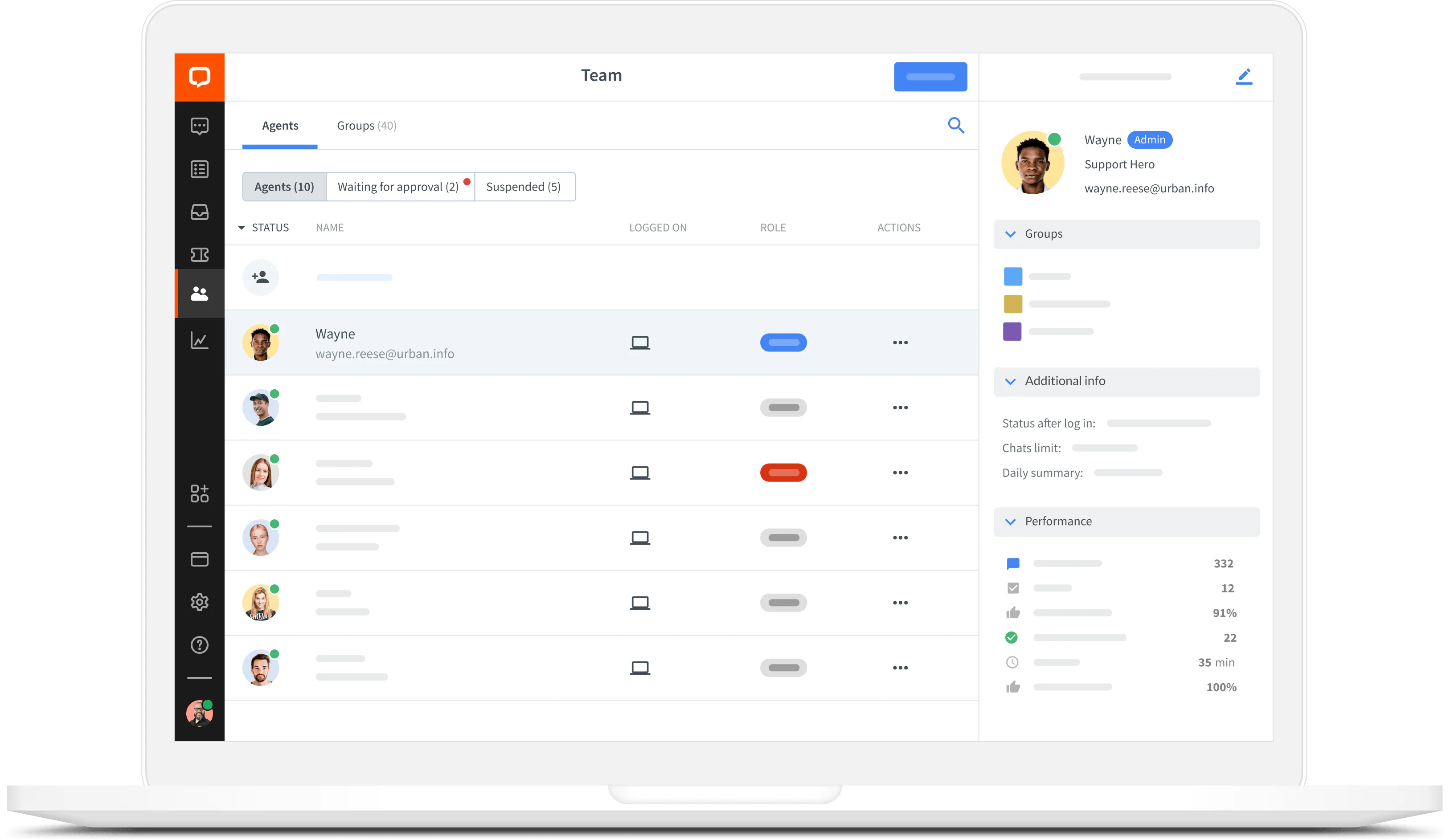 Team management in LiveChat® app for Mac