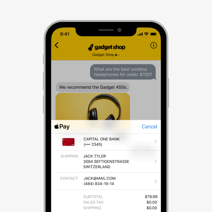 LiveChat® feature - making purchases with Apple Pay