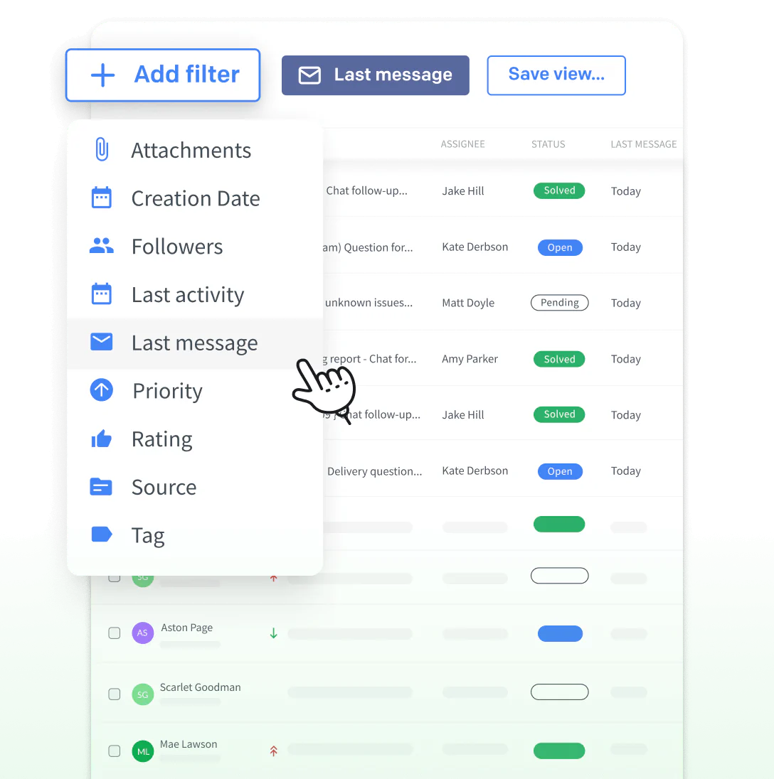 Visualization of custom views for tickets in the HelpDesk app