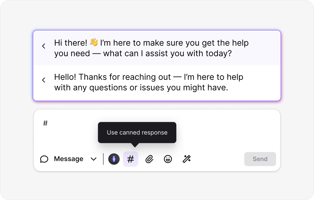 Canned responses interface showing saved message templates for Retail LiveChat