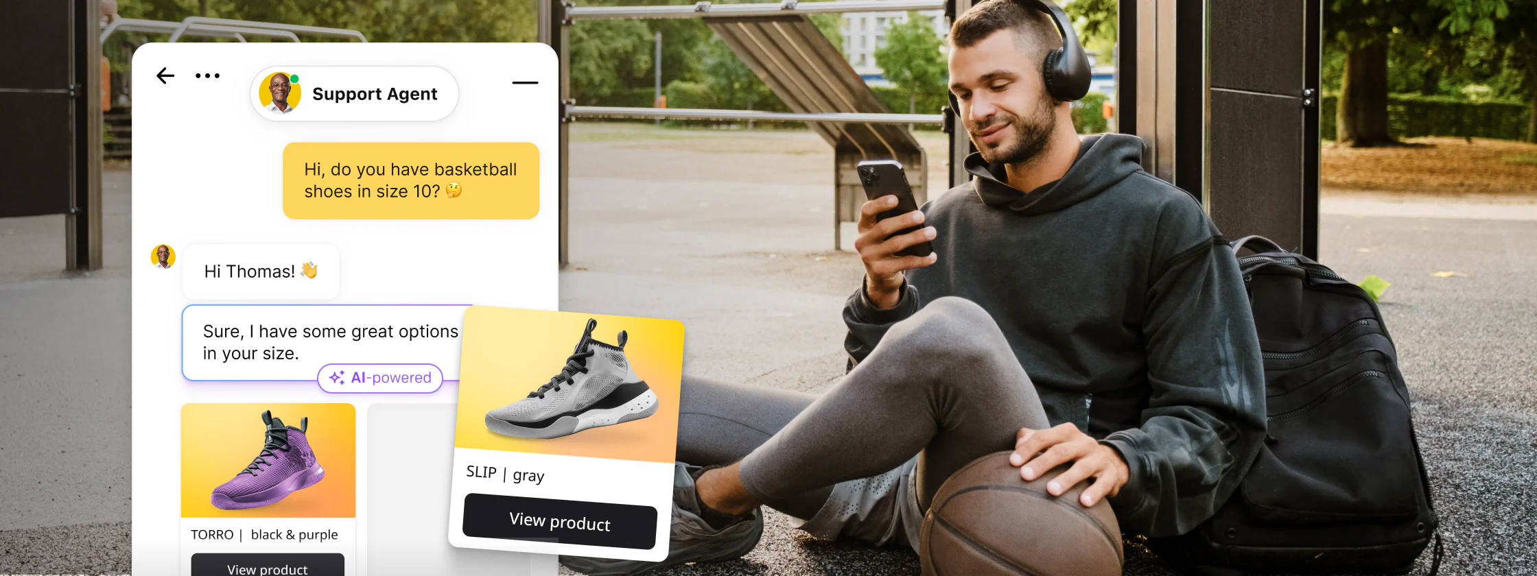 A chatbot handling a query from a customer inside a chat widget.