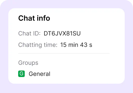 Chat info is one of the areas available in the customer details tab inside the Archives section of the LiveChat® agent app. It's where you see chat ID, queue time, and other chat information.