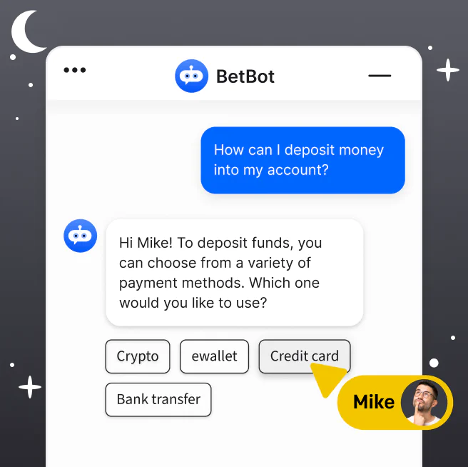 Chatbot helping a customer deposit money into their account
